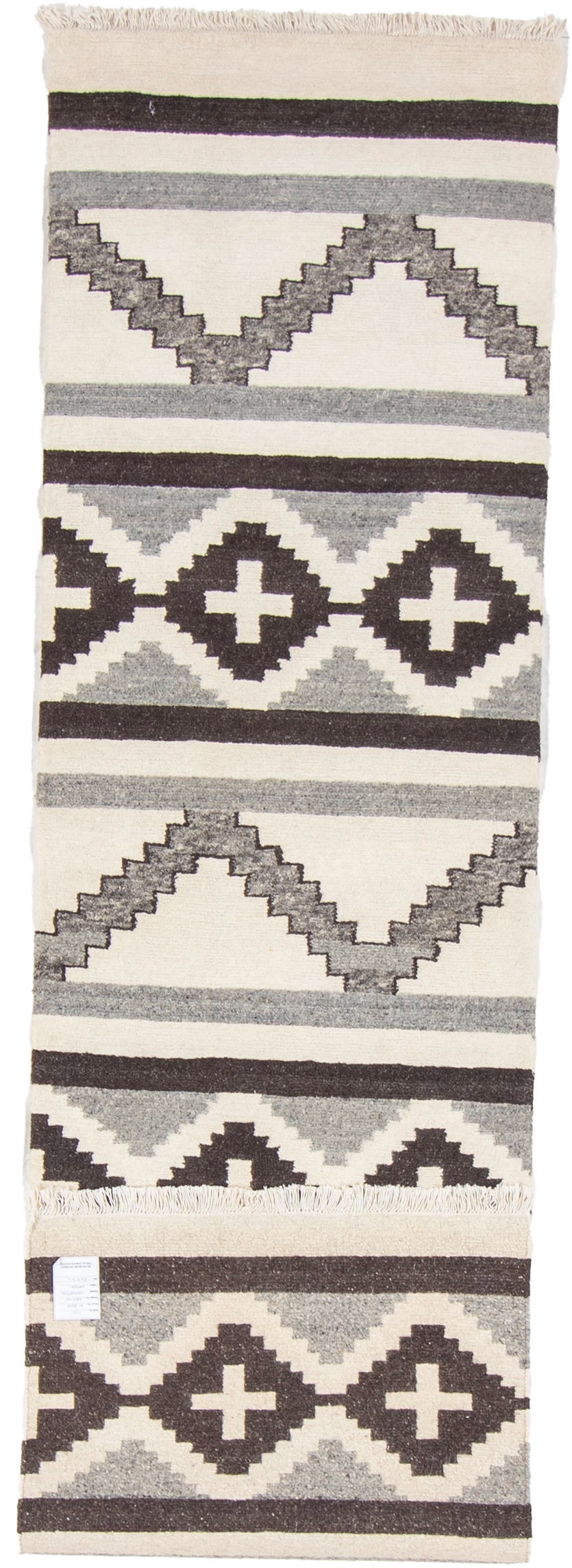 W 2.6 L 10 Mountain Modern Runner 100% Wool Hand-Woven All-Over Design - 66998.2