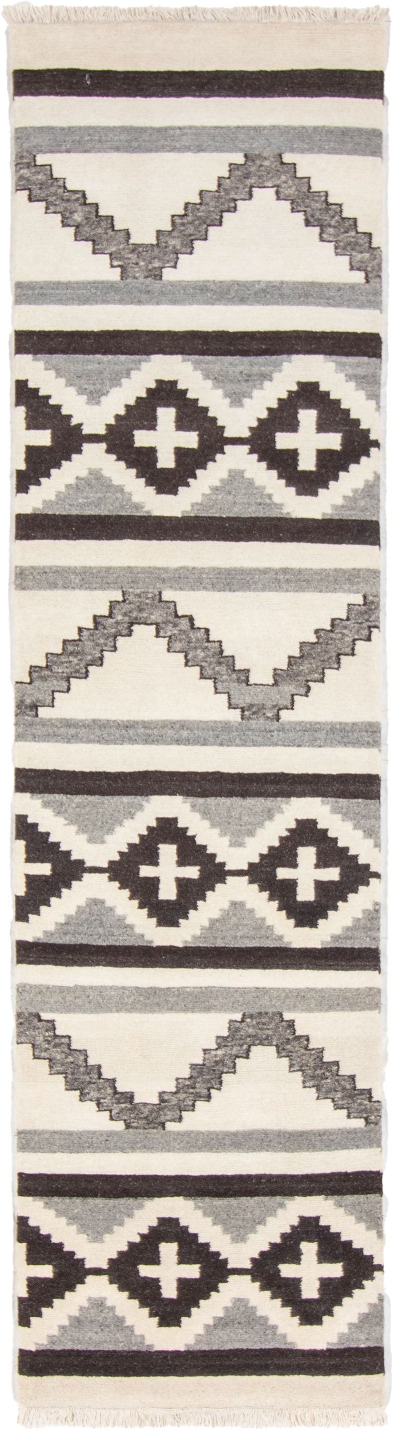 W 2.6 L 10 Mountain Modern 100% Wool Hand-Woven All-Over Design - 66998