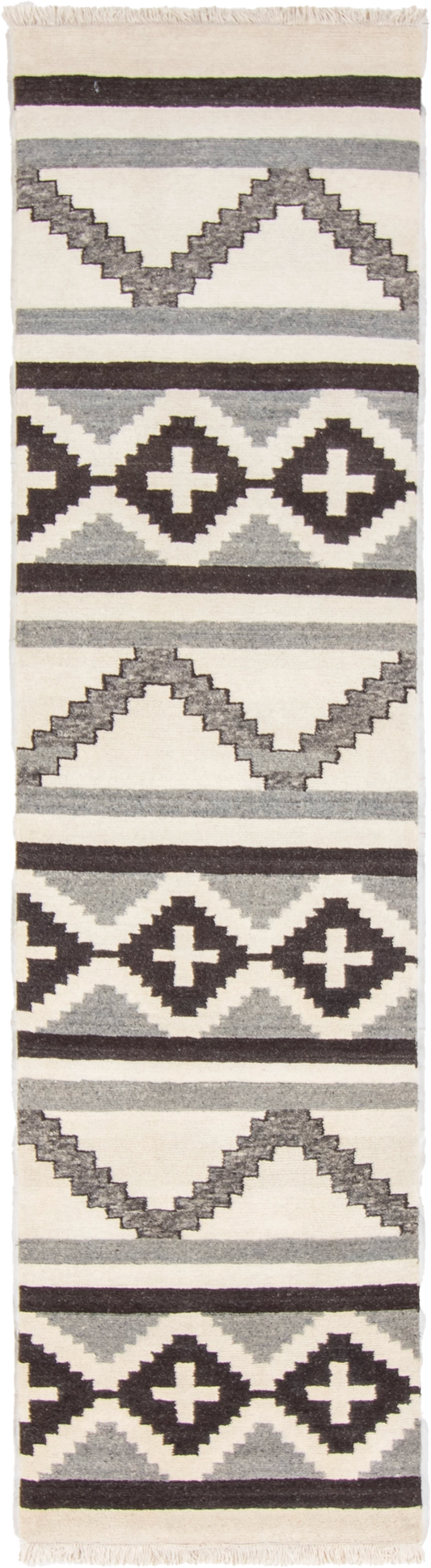 W 2.6 L 10 Mountain Modern Runner 100% Wool Hand-Woven All-Over Design - 66998