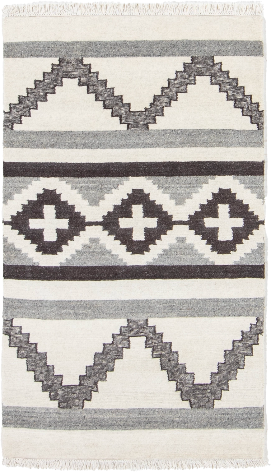 W 3 L 5.2 Mountain Modern 100% Wool Hand-Woven All-Over Design - 67000