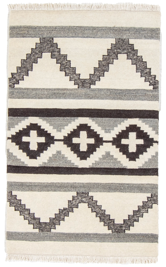 W 3.2 L 5.2 Mountain Modern 100% Wool Hand-Woven All-Over Design - 67001