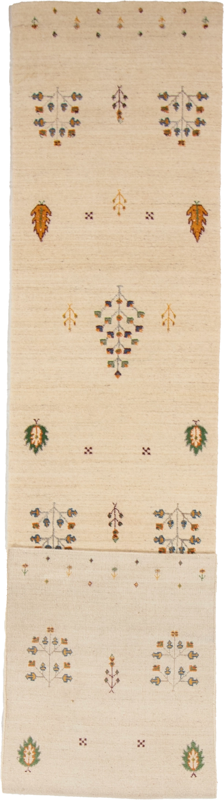 W 2.8 L 13.2 Gabbeh Runner 100% Wool Hand-Woven All-Over Design - 67002