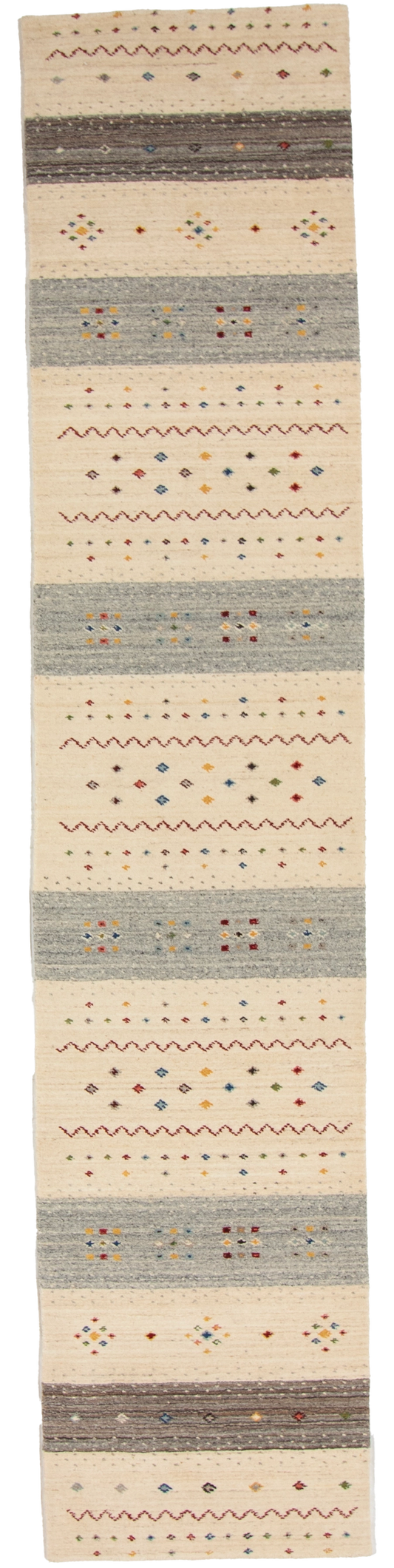W 2.8 L 12.10 Gabbeh Runner 100% Wool Hand-Woven All-Over Design - 67003