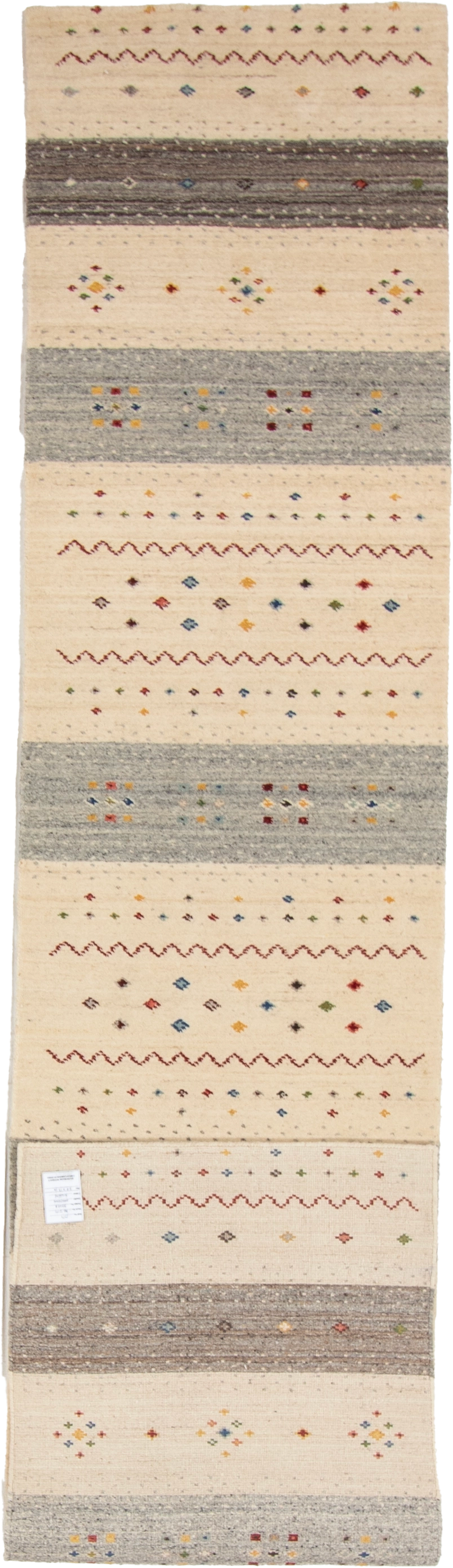 W 2.8 L 12.10 Gabbeh Runner 100% Wool Hand-Woven All-Over Design - 67003
