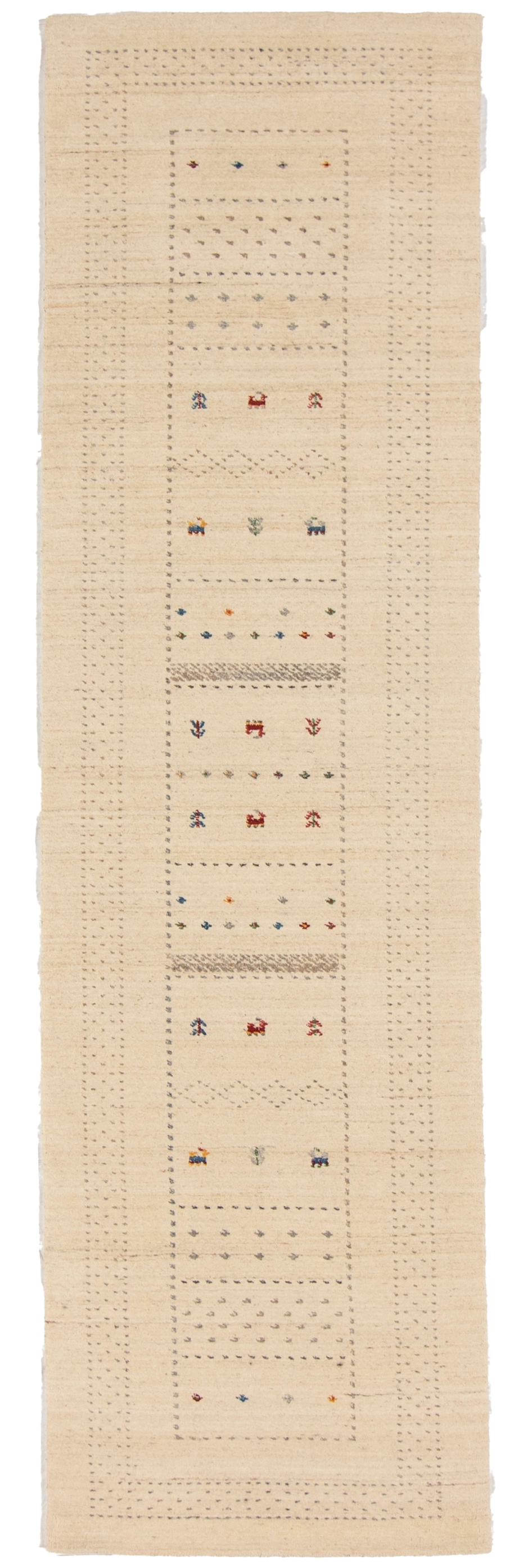 W 2.10 L 9.10 Gabbeh Runner 100% Wool Hand-Woven All-Over Design - 67004