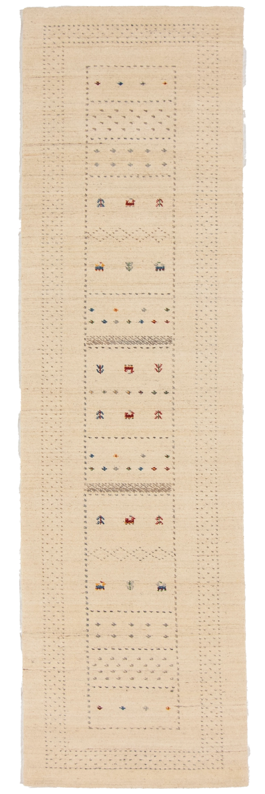 W 2.10 L 9.10 Gabbeh Runner 100% Wool Hand-Woven All-Over Design - 67004