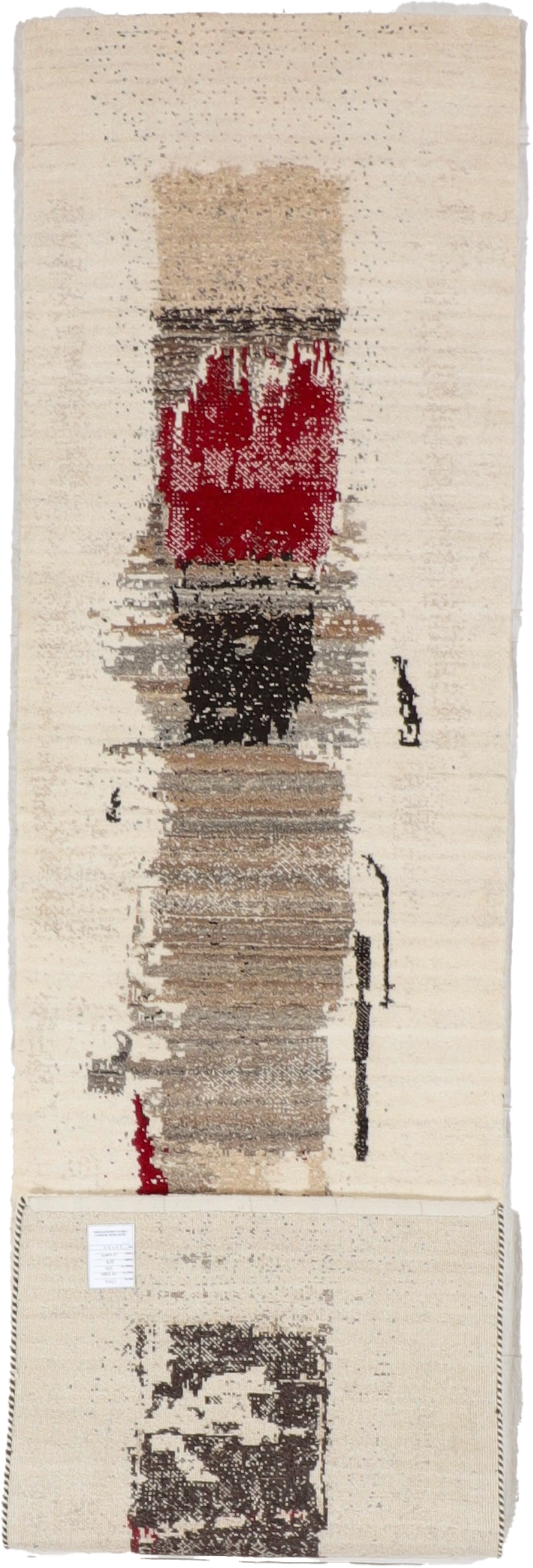 W 2.6 L 9.11 Gabbeh Runner 100% Wool Hand-Woven All-Over Design - 67009