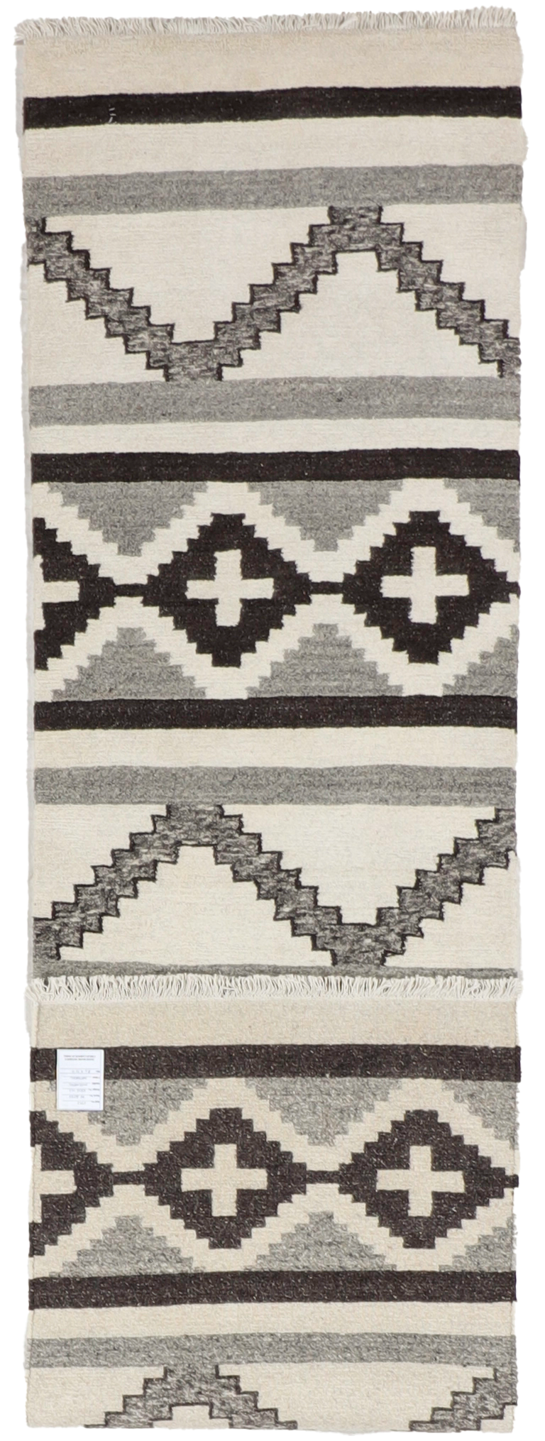 W 2.6 L 10 Mountain Modern Runner 100% Wool Hand-Woven All-Over Design - 67010