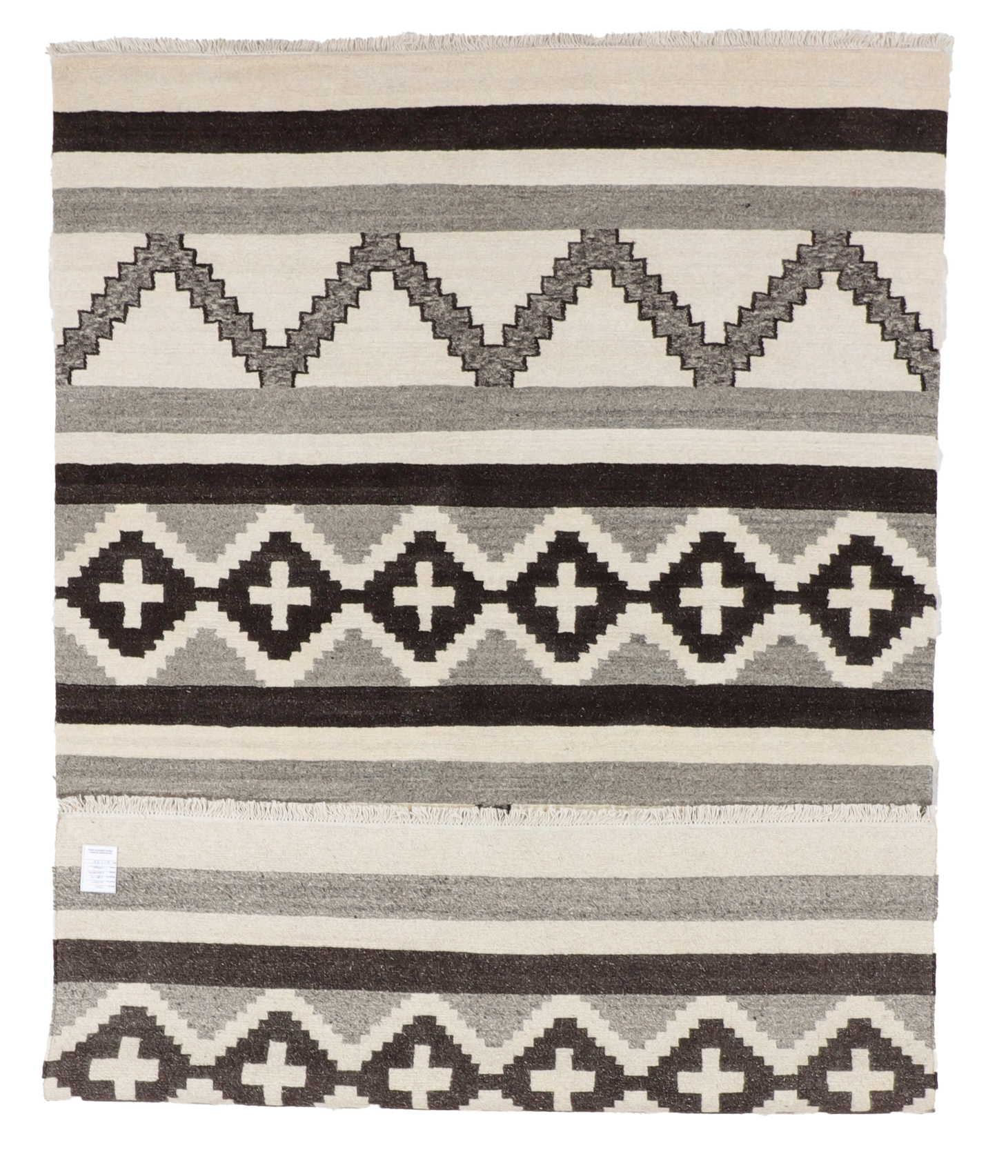 W 6.1 L 9.5 Mountain Modern 100% Wool Hand-Woven All-Over Design - 67011