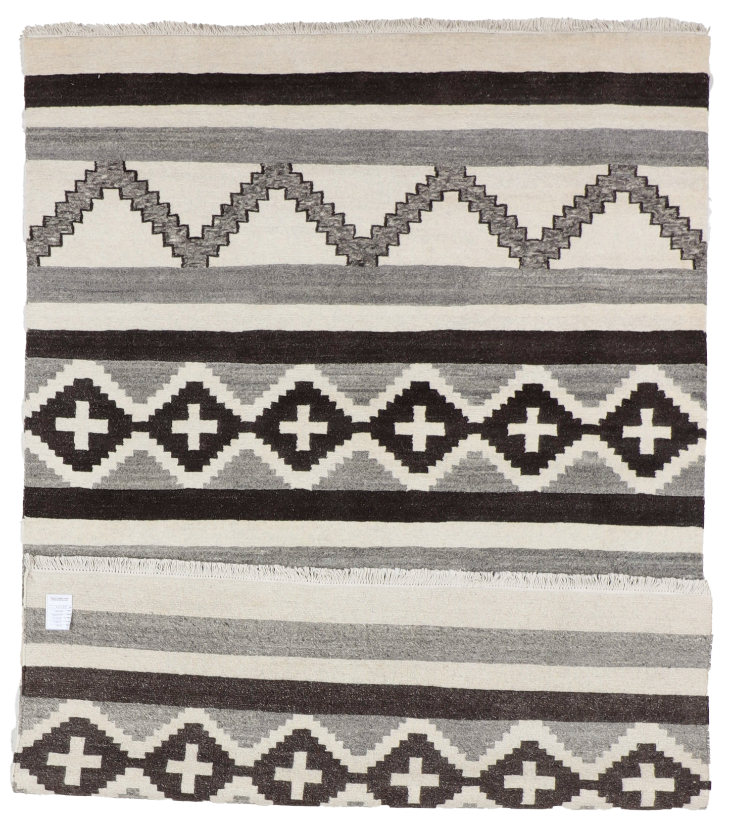 W 6.3 L 9.3 Mountain Modern 100% Wool Hand-Woven All-Over Design - 67012