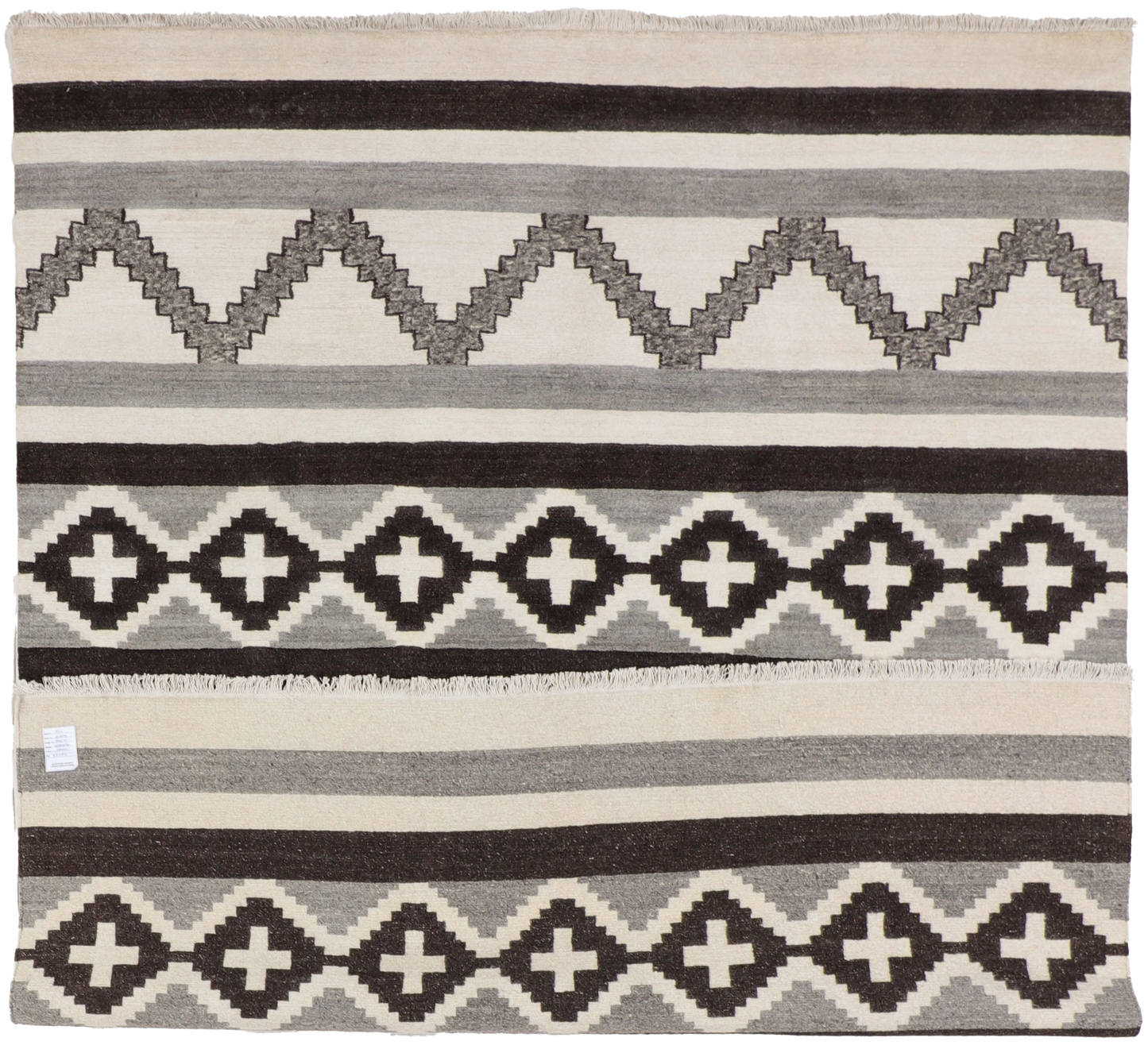 W 8.2 L 10.2 Mountain Modern 100% Wool Hand-Woven All-Over Design - 67013