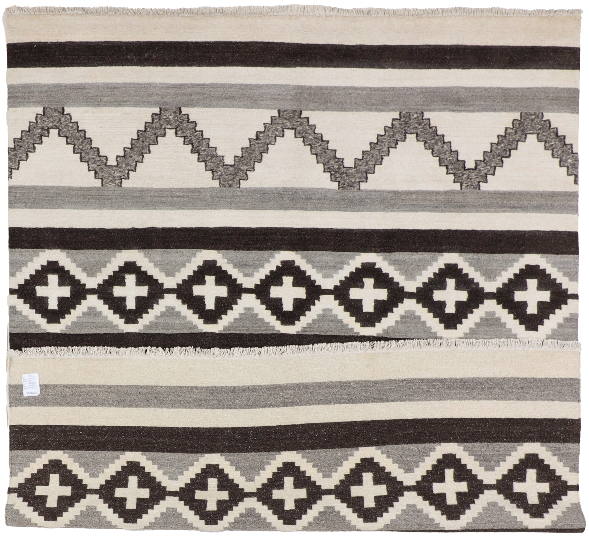 W 8.2 L 10.2 Mountain Modern 100% Wool Hand-Woven All-Over Design - 67013