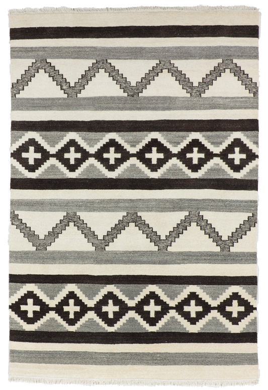 W 8.2 L 10.2 Mountain Modern 100% Wool Hand-Woven All-Over Design - 67013