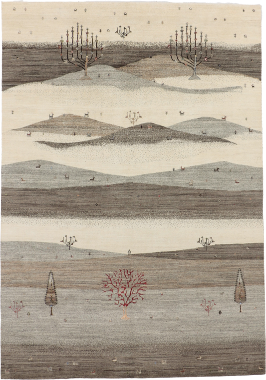 W 8 L 11.5 Gabbeh 100% Wool Hand-Woven All-Over Design - 67014
