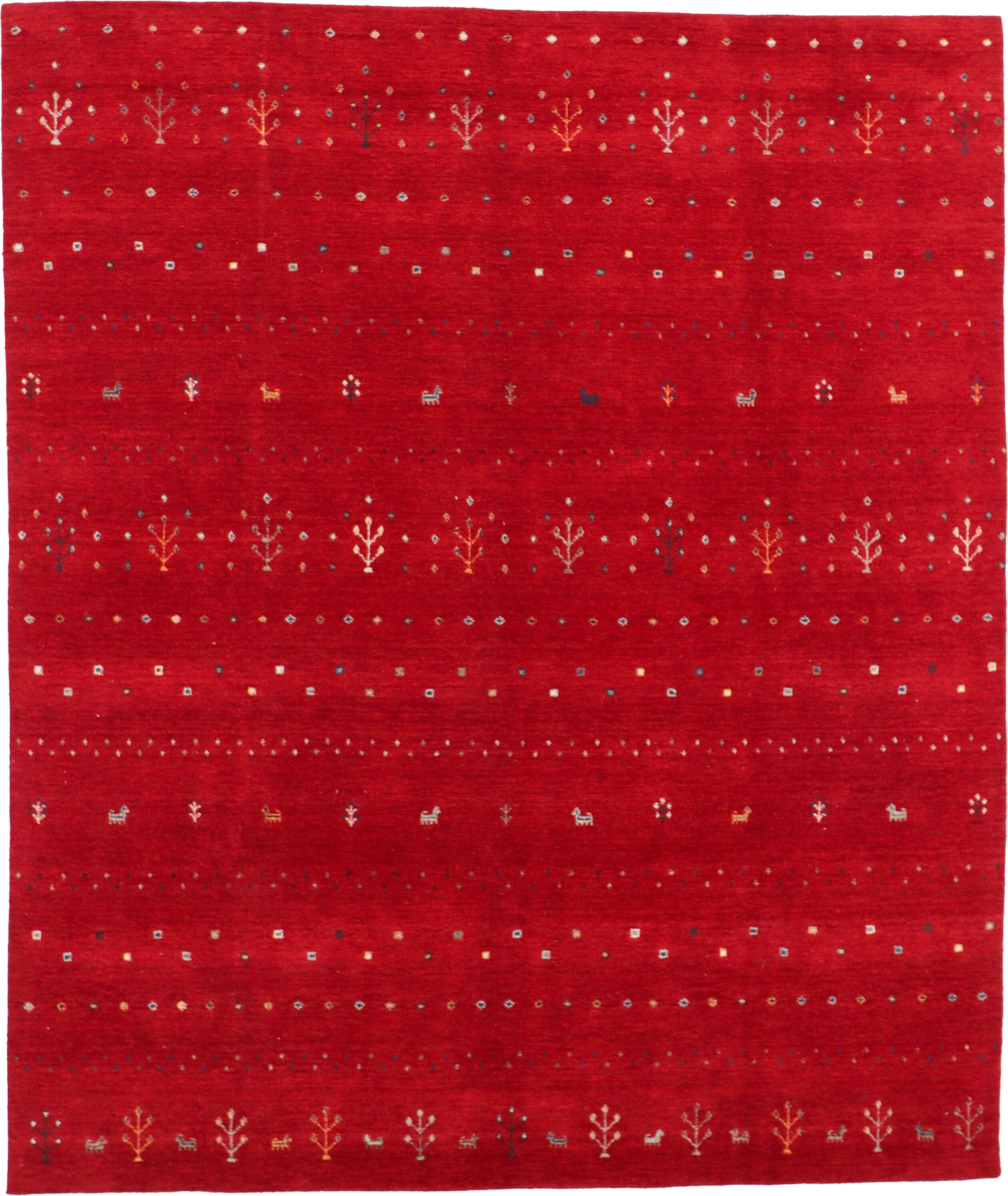 W 8.4 L 9.9 Gabbeh 100% Wool Hand-Woven All-Over Design - 67019