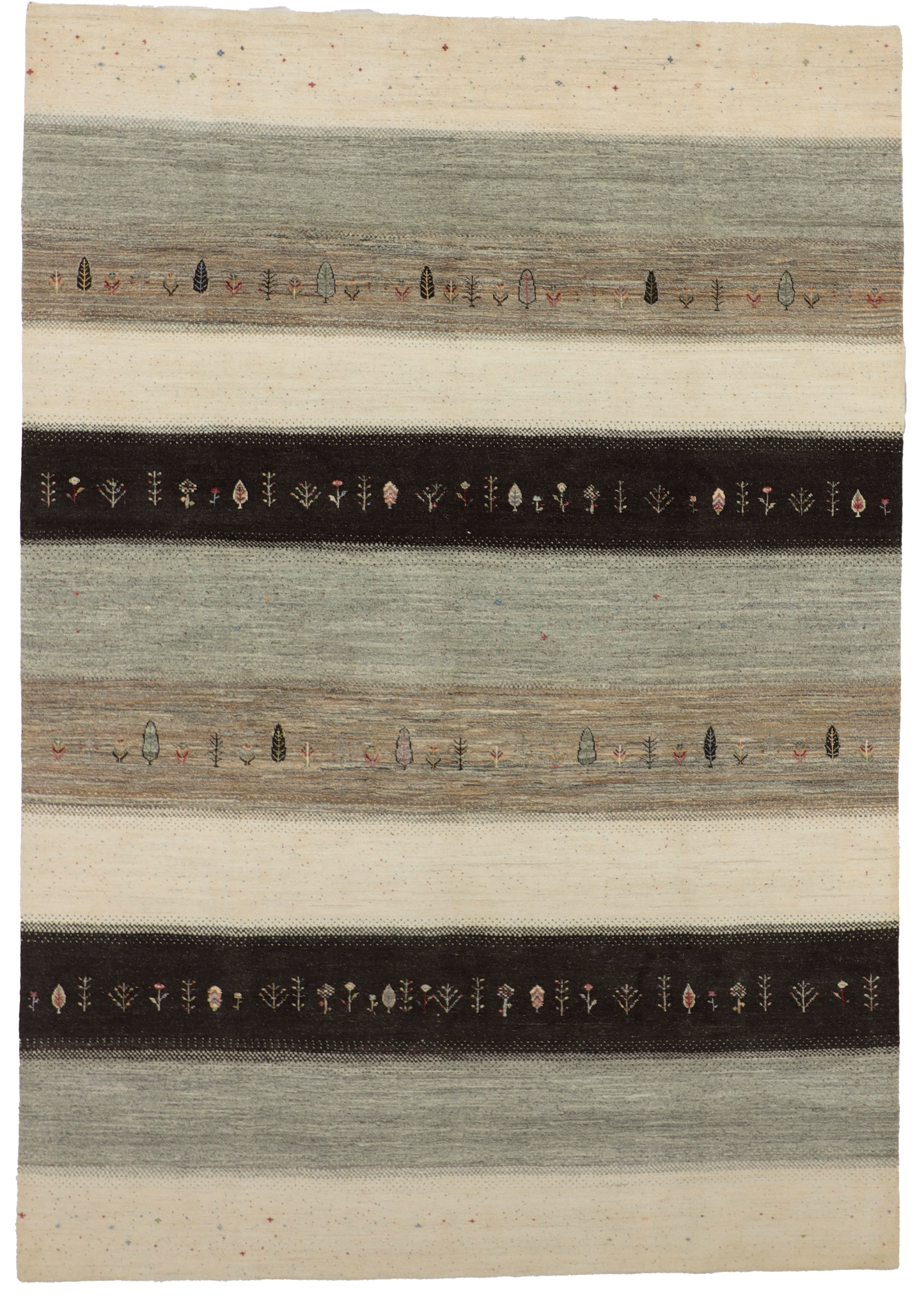 W 7.11 L 11.4 Gabbeh 100% Wool Hand-Woven All-Over Design - 67020