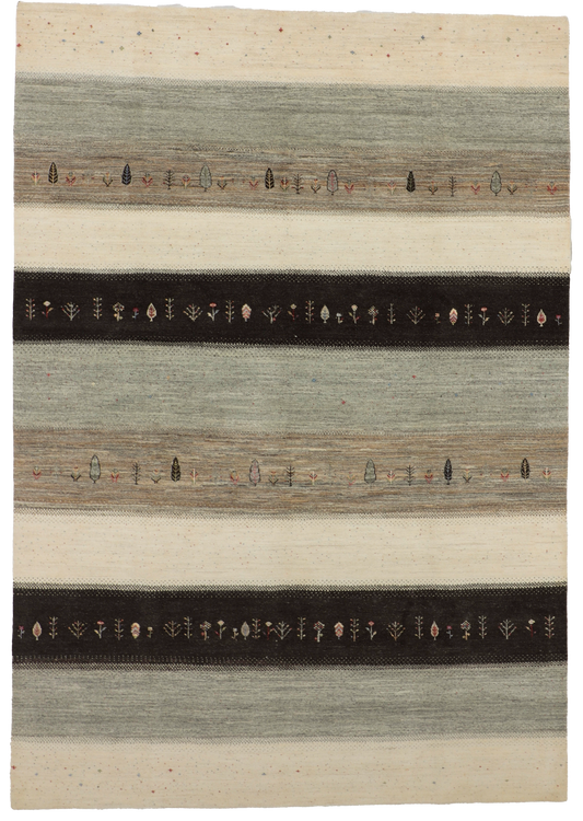 W 7.11 L 11.4 Gabbeh 100% Wool Hand-Woven All-Over Design - 67020