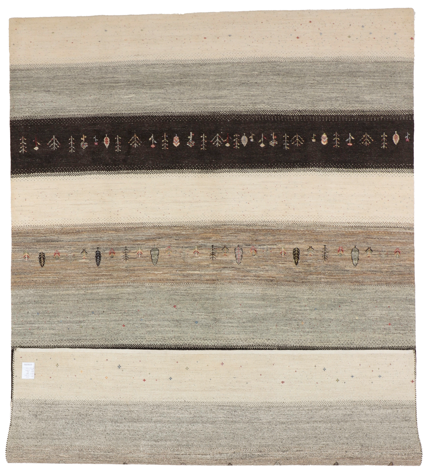 W 7.11 L 11.4 Gabbeh 100% Wool Hand-Woven All-Over Design - 67020
