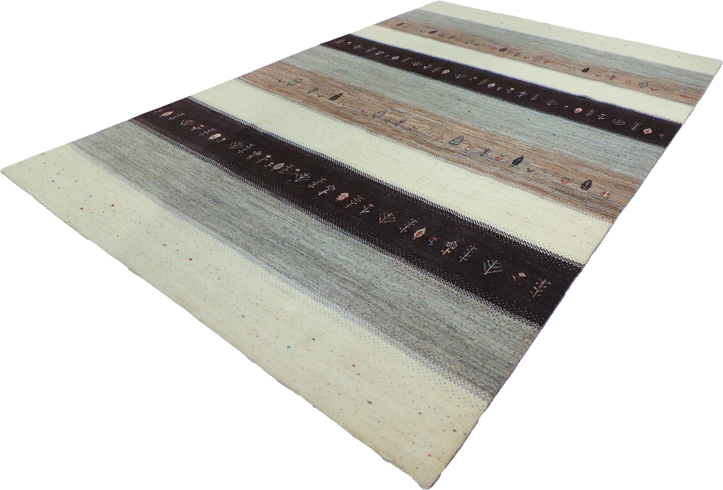 W 7.11 L 11.4 Gabbeh 100% Wool Hand-Woven All-Over Design - 67020