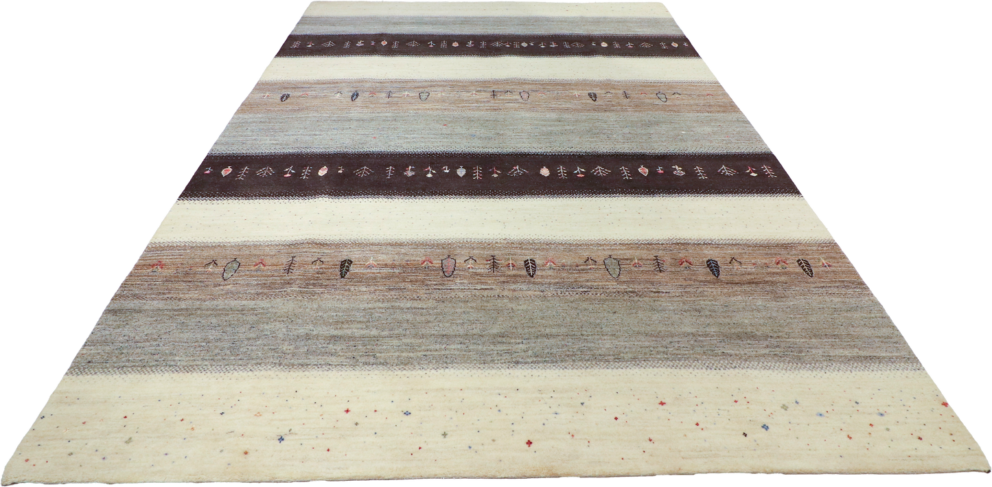 W 7.11 L 11.4 Gabbeh 100% Wool Hand-Woven All-Over Design - 67020