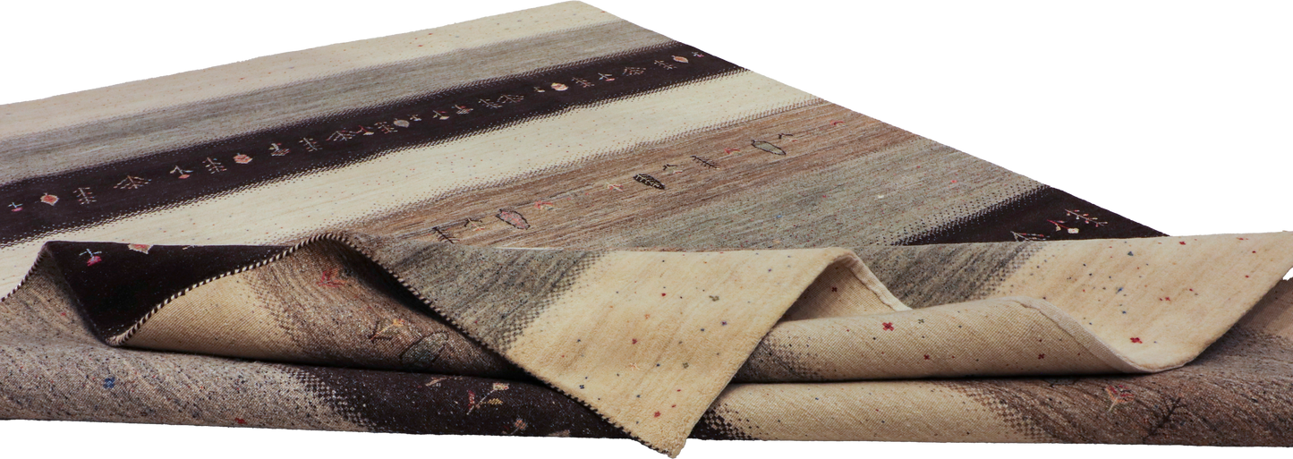 W 7.11 L 11.4 Gabbeh 100% Wool Hand-Woven All-Over Design - 67020