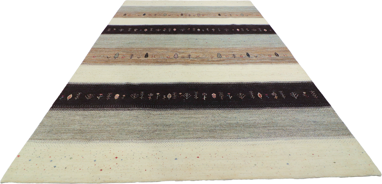 W 7.11 L 11.4 Gabbeh 100% Wool Hand-Woven All-Over Design - 67020