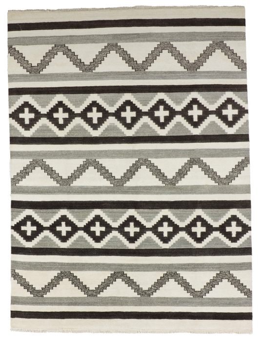 W 9 L 12 Mountain Modern 100% Wool Hand-Woven All-Over Design - 67023
