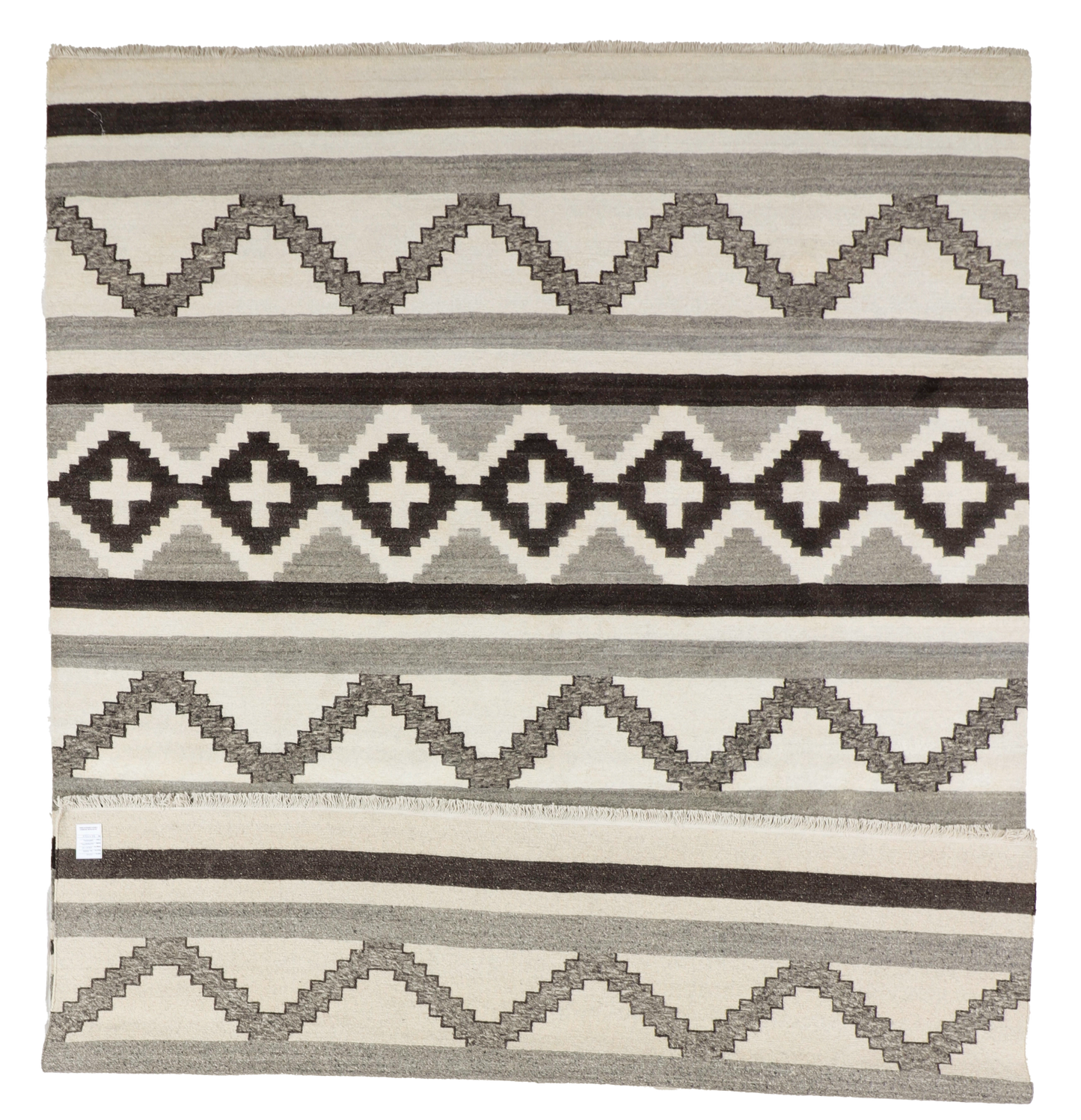 W 9 L 12 Mountain Modern 100% Wool Hand-Woven All-Over Design - 67023