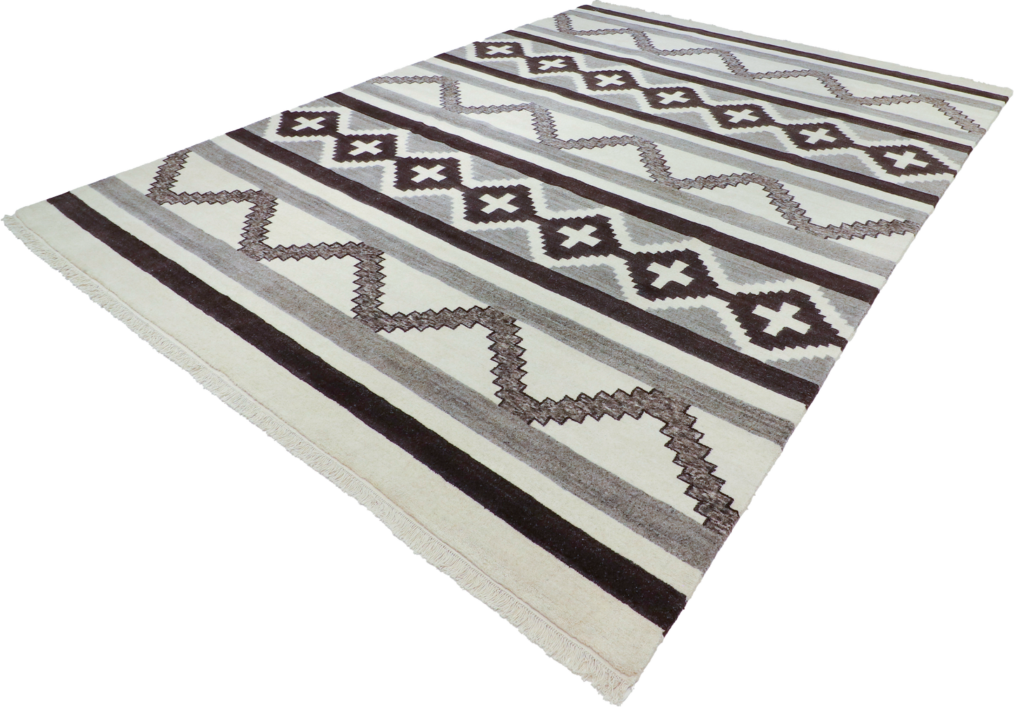 W 9 L 12 Mountain Modern 100% Wool Hand-Woven All-Over Design - 67023