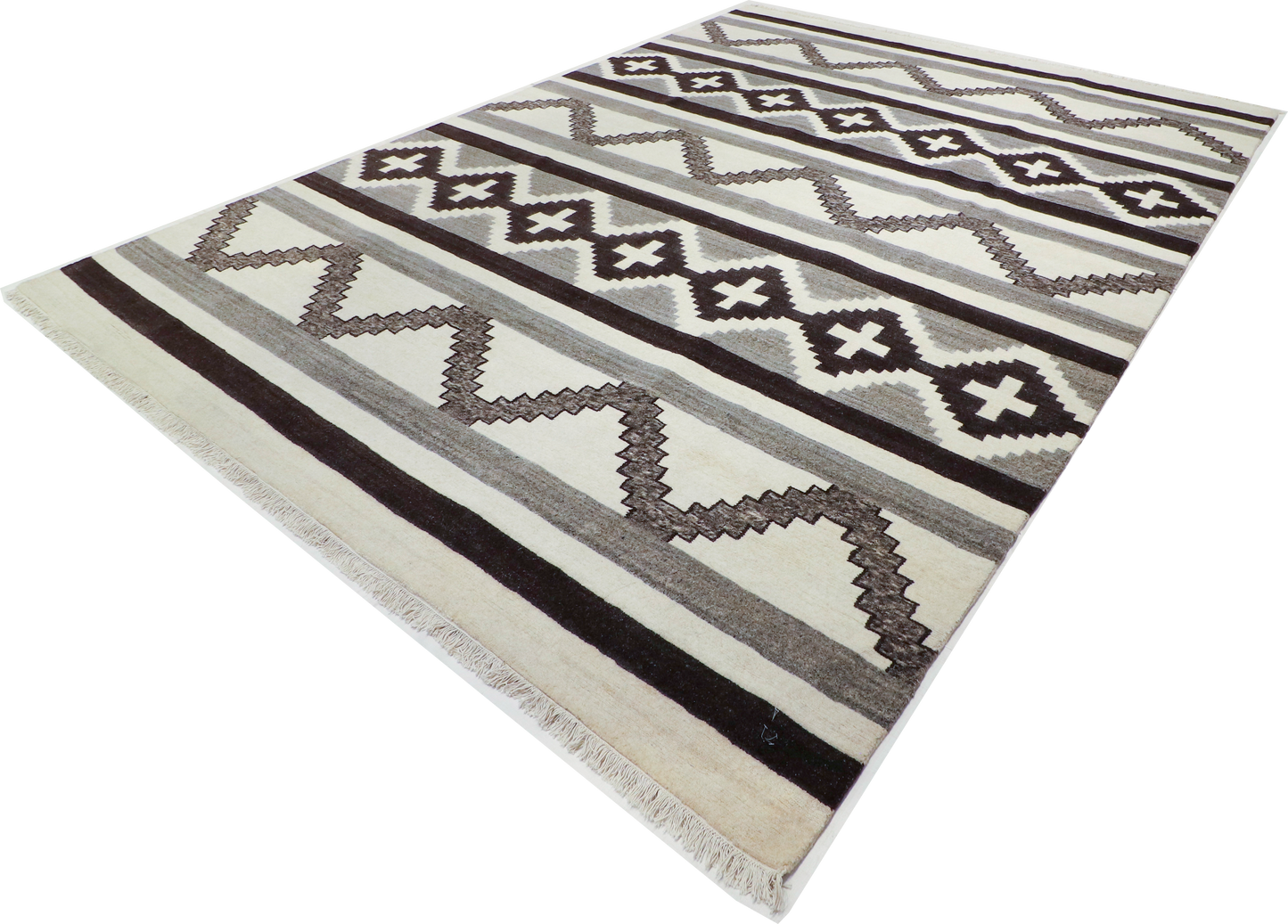 W 9 L 12 Mountain Modern 100% Wool Hand-Woven All-Over Design - 67023