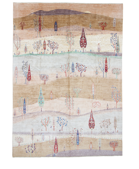 W 9.7 L 13.3 Tree of Life 100% Wool Hand-Woven - 67033