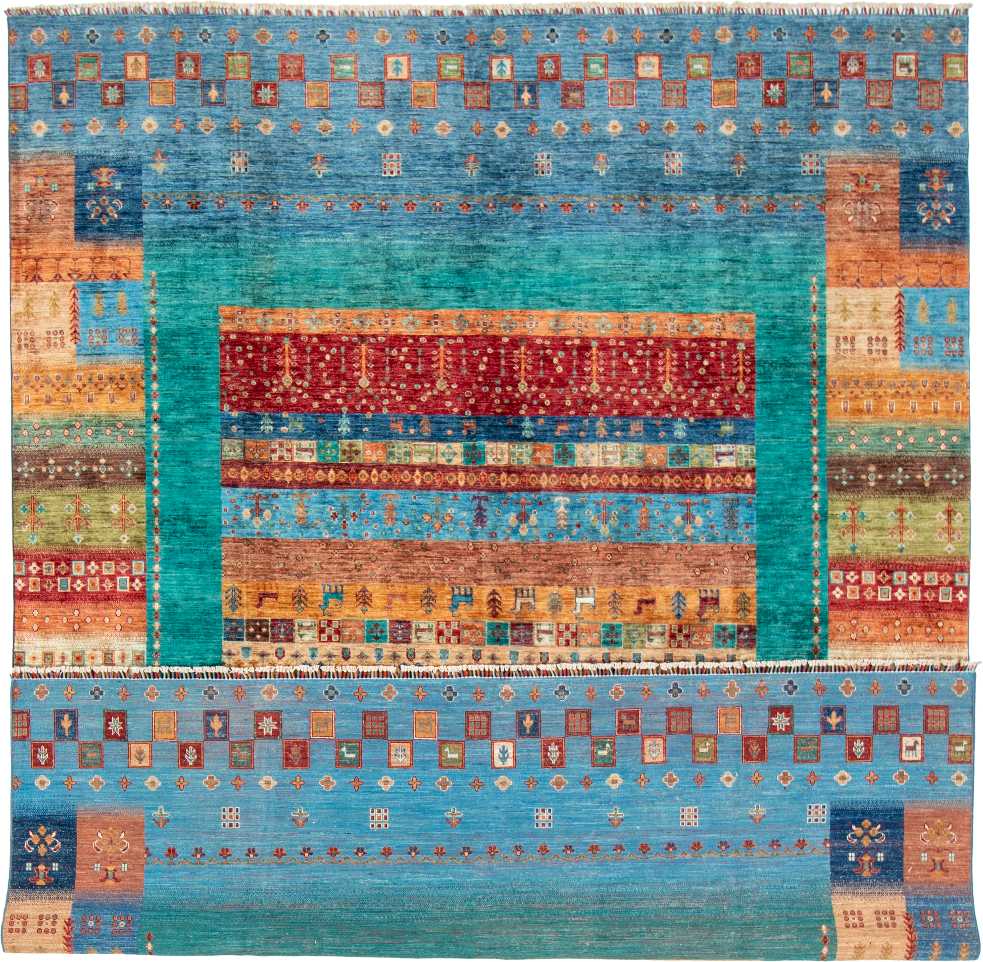 W 9.1 L 11.9 Gabbeh 100% Wool Hand-Woven - 67035