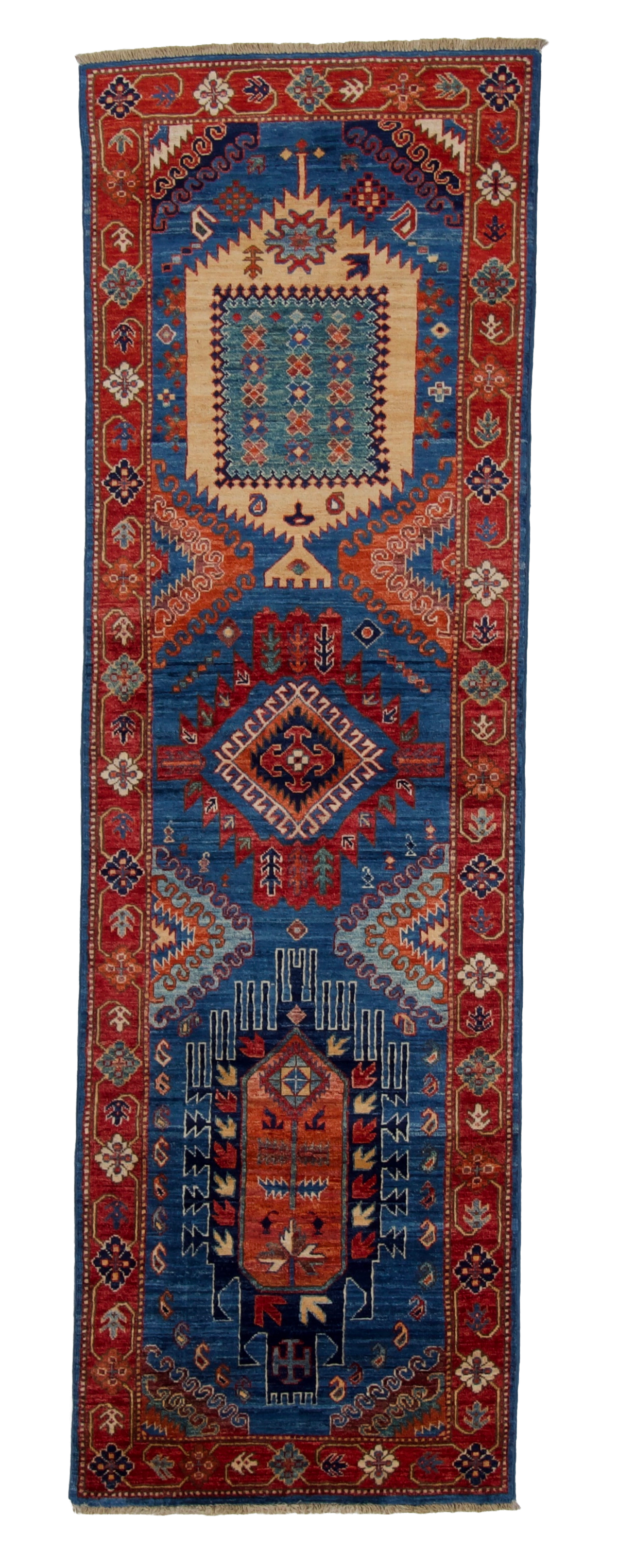 W 2.6 L 8.1 Malayer 100% Wool Hand-Woven All-Over Design - 67049