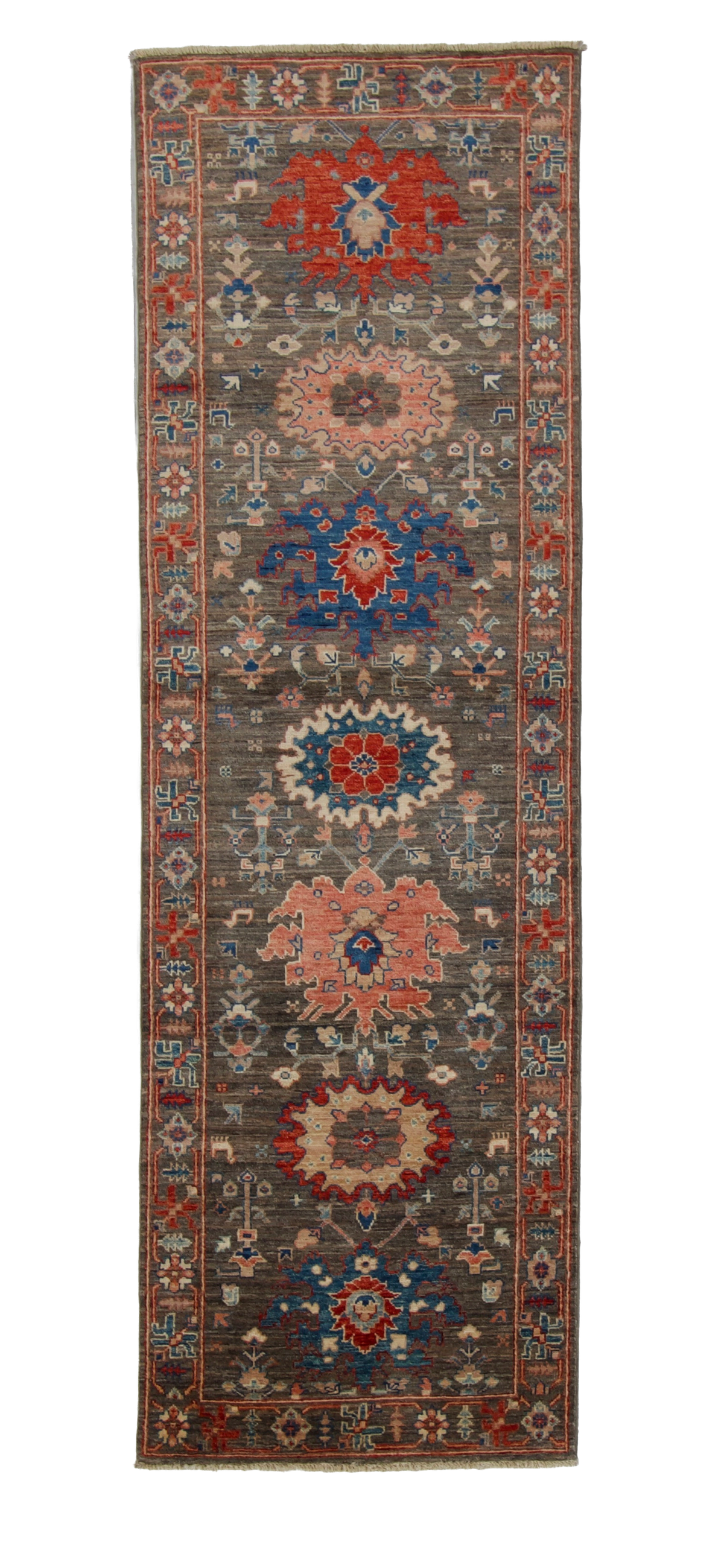 W 2.7 L 8.5 Zekur 100% Wool Hand-Woven All-Over Design - 67052