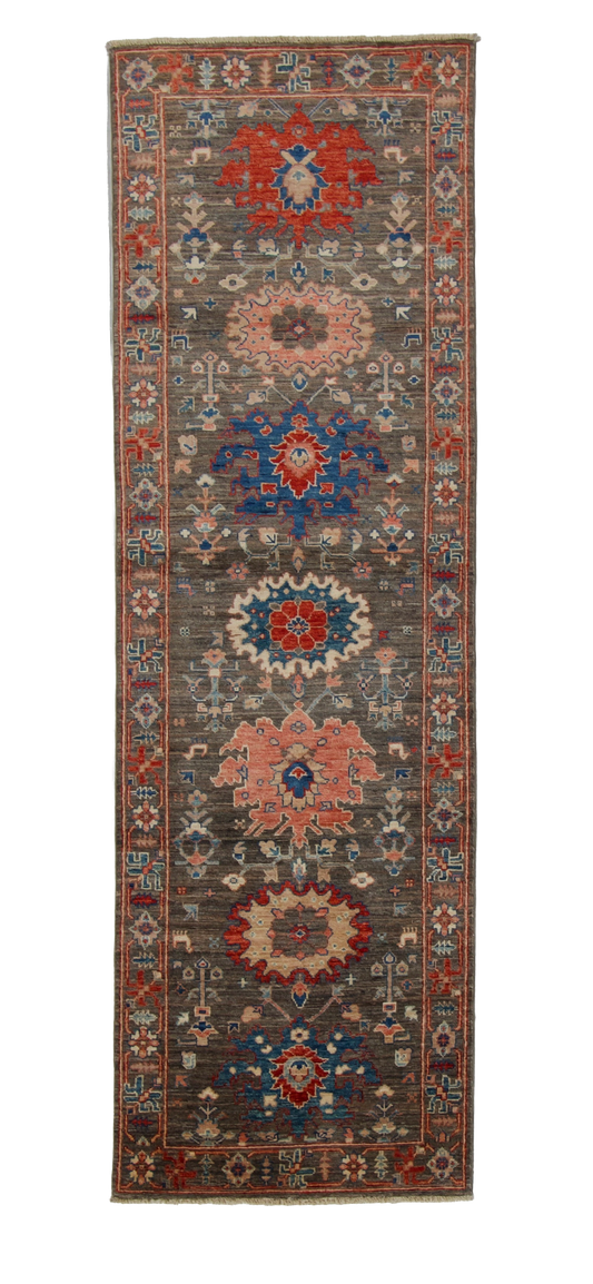 W 2.7 L 8.5 Zekur 100% Wool Hand-Woven All-Over Design - 67052