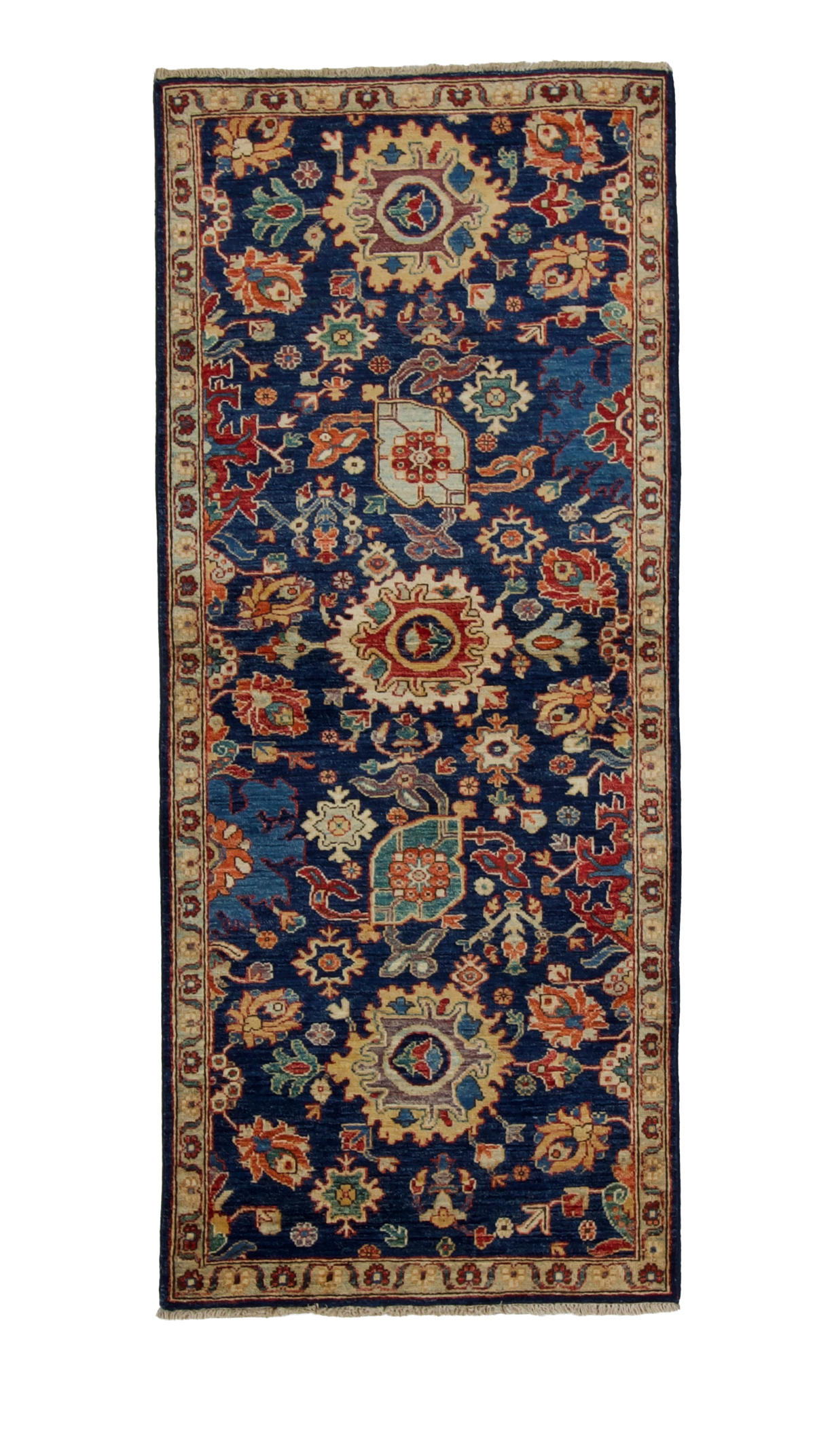 W 2.8 L 6.6 Mahal 100% Wool Hand-Woven All-Over Design - 67053