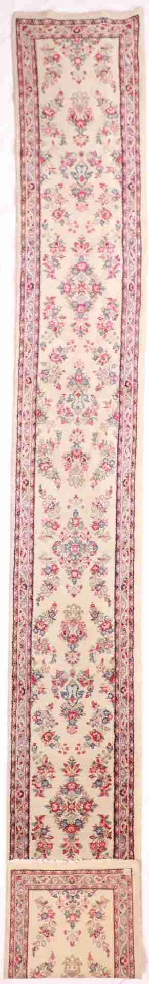 W 2.6 - L 21 - Sarouk Wool Floral Rectangle - Finest Hand-Knotted Quality Wool - 6748