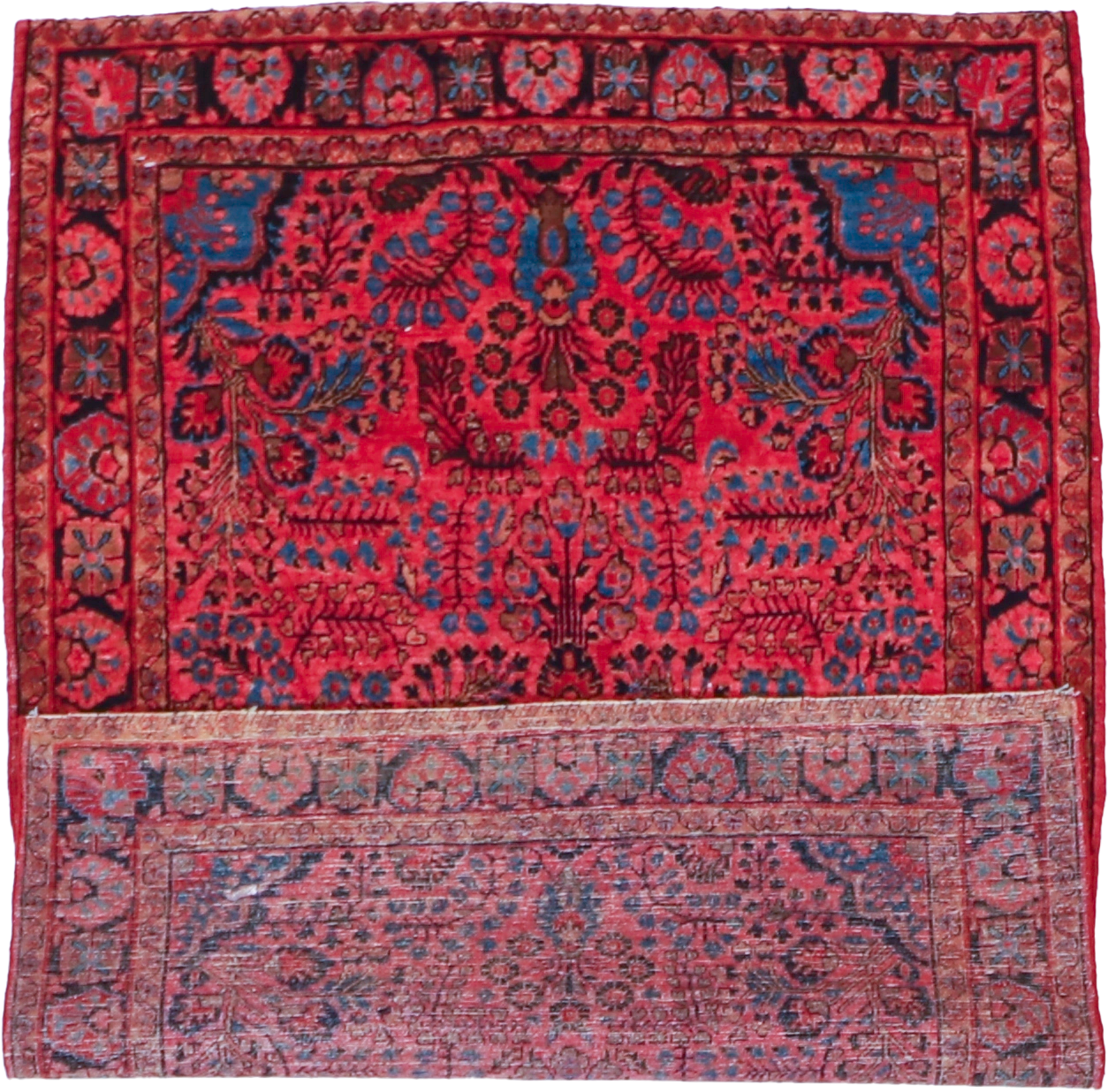 W 3.5 L 4.9 Sarouk Antique 100% Wool Hand-Woven All-Over Design - 6994