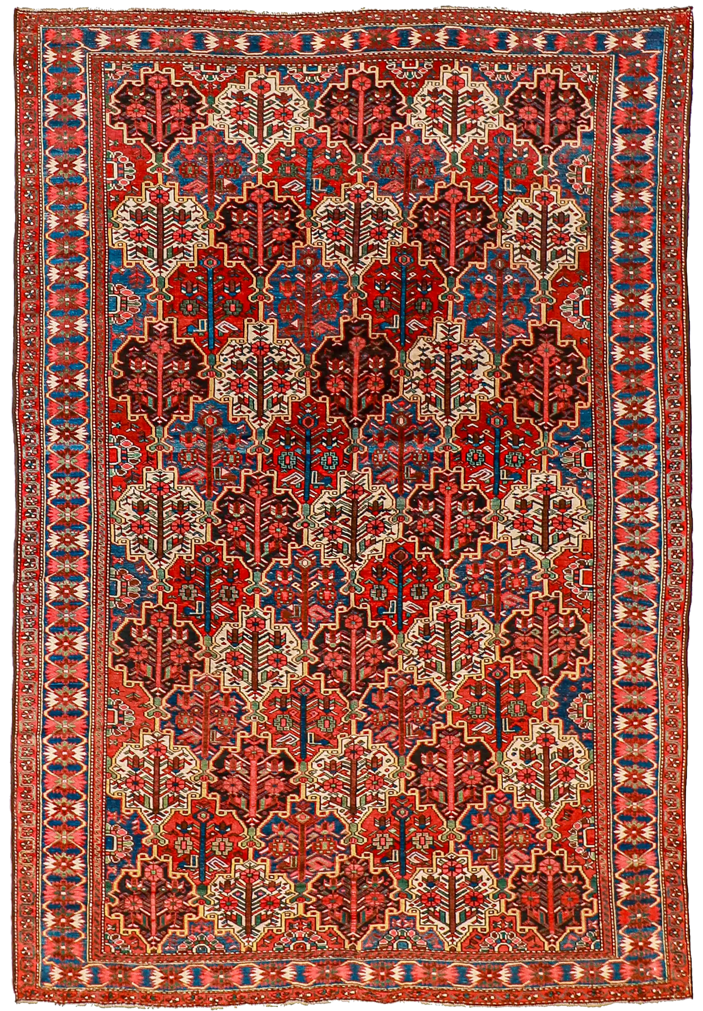 W 7 L 10.2 Bakhtiarie Tree Of Life 100% Wool Handmade All Over Design - 7027
