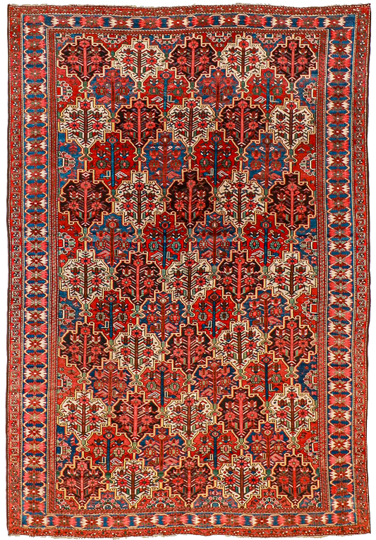 W 7 L 10.2 Bakhtiarie Tree Of Life 100% Wool Handmade All Over Design - 7027