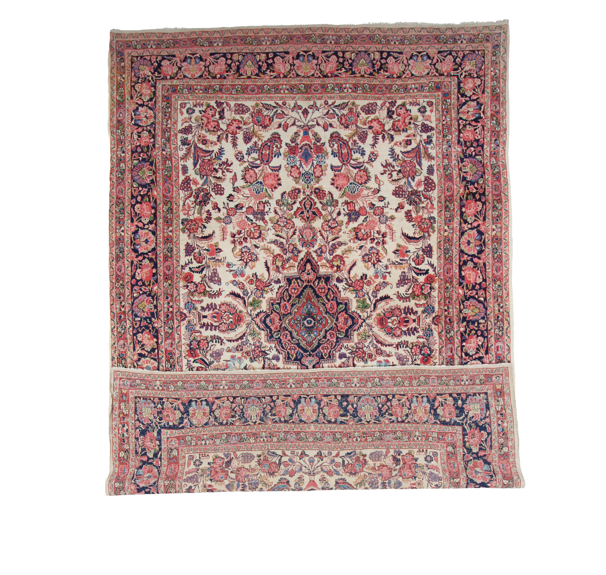 W 9.1 L 13.7 Sarouk 100% Wool Hand-Woven Floral Design - 7197