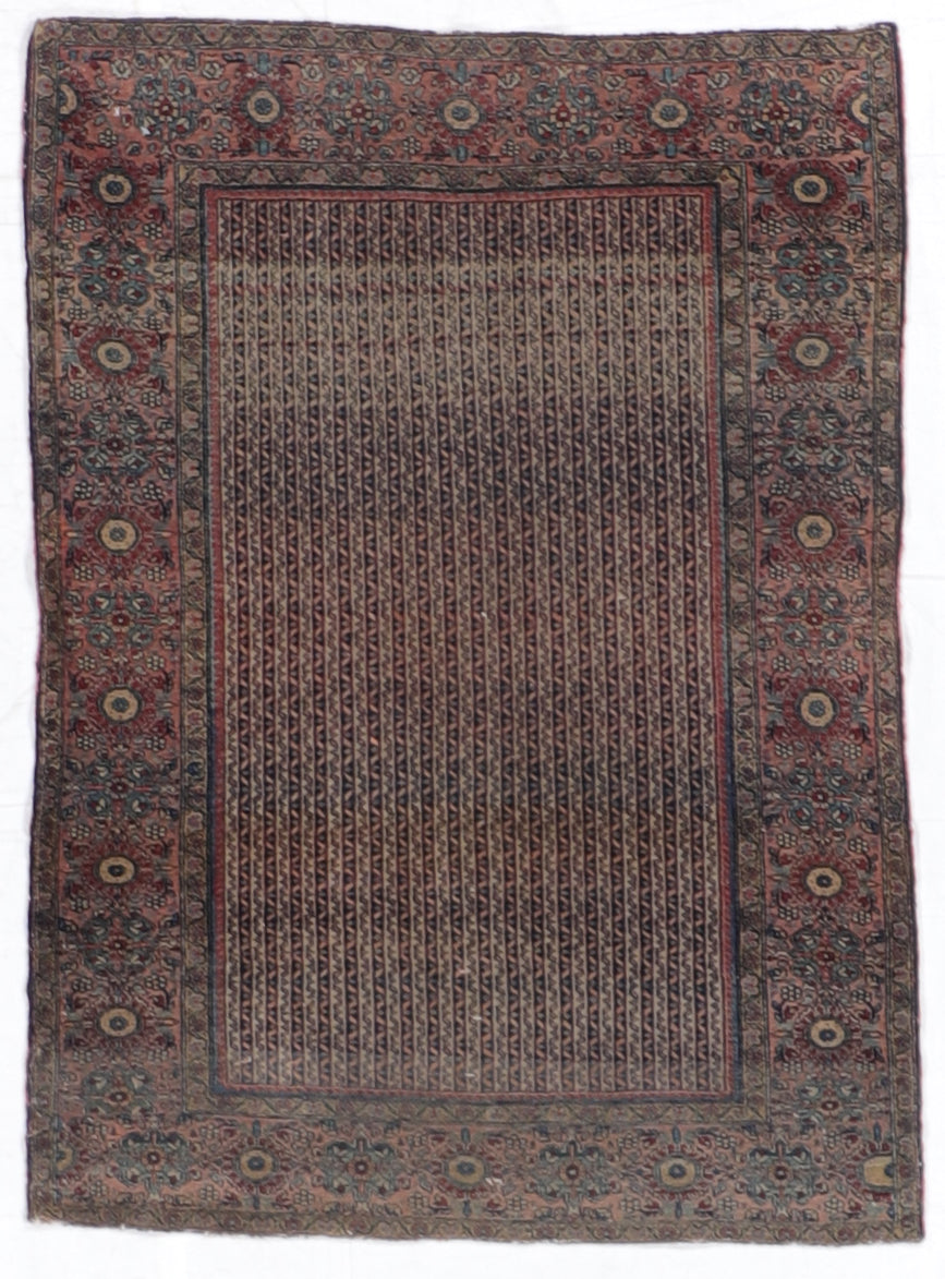 W 3.5 L 5 Sarouk Farahan Antique 100% Wool Hand-Woven All-Over Design - 7296