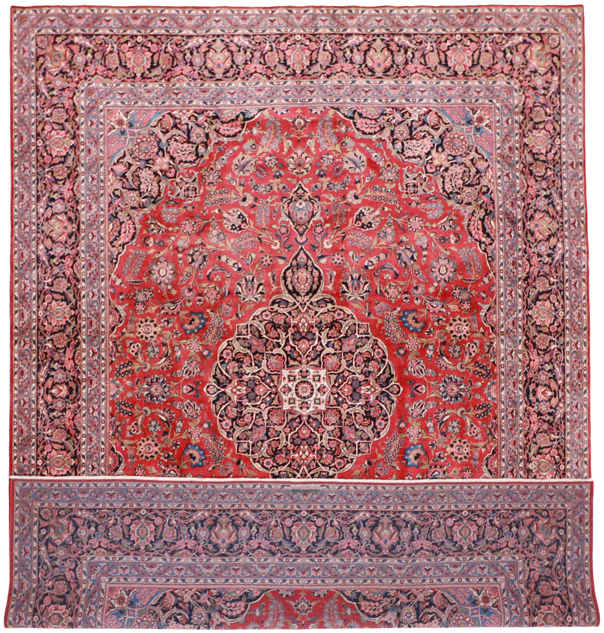 10 x 14 - Kashan Fine Wool Floral Rectangle - Hand Knotted Rug — 62475