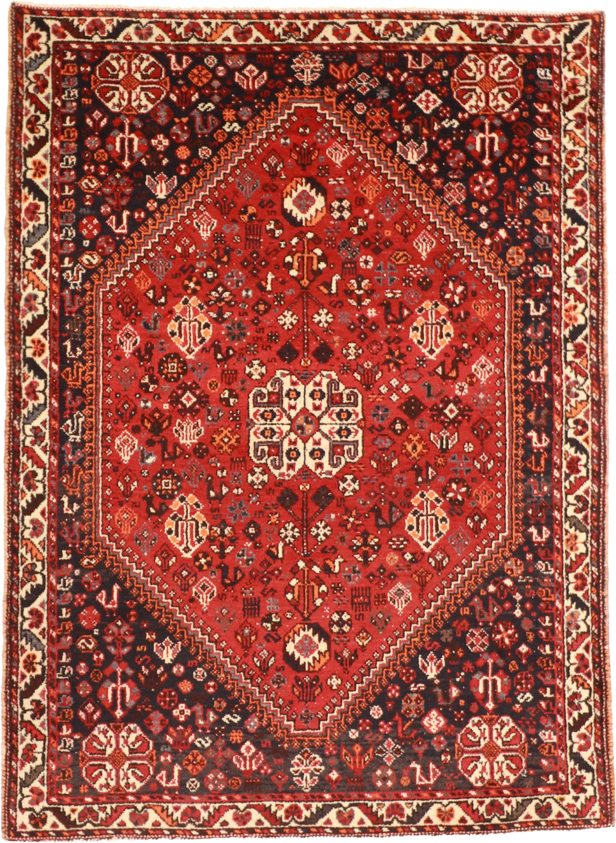 W 5 L 7.2 Shiraz S. Antique 100% Wool Hand-Woven Medallion Design - 7349