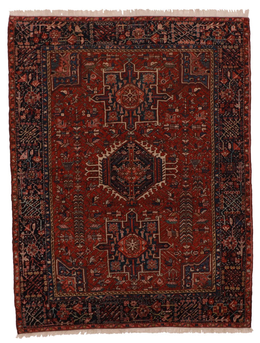 4.8 x 6.1 - Karajeh Wool Traditional Rectangle - Finest Hand-Knotted Quality Wool — 7397