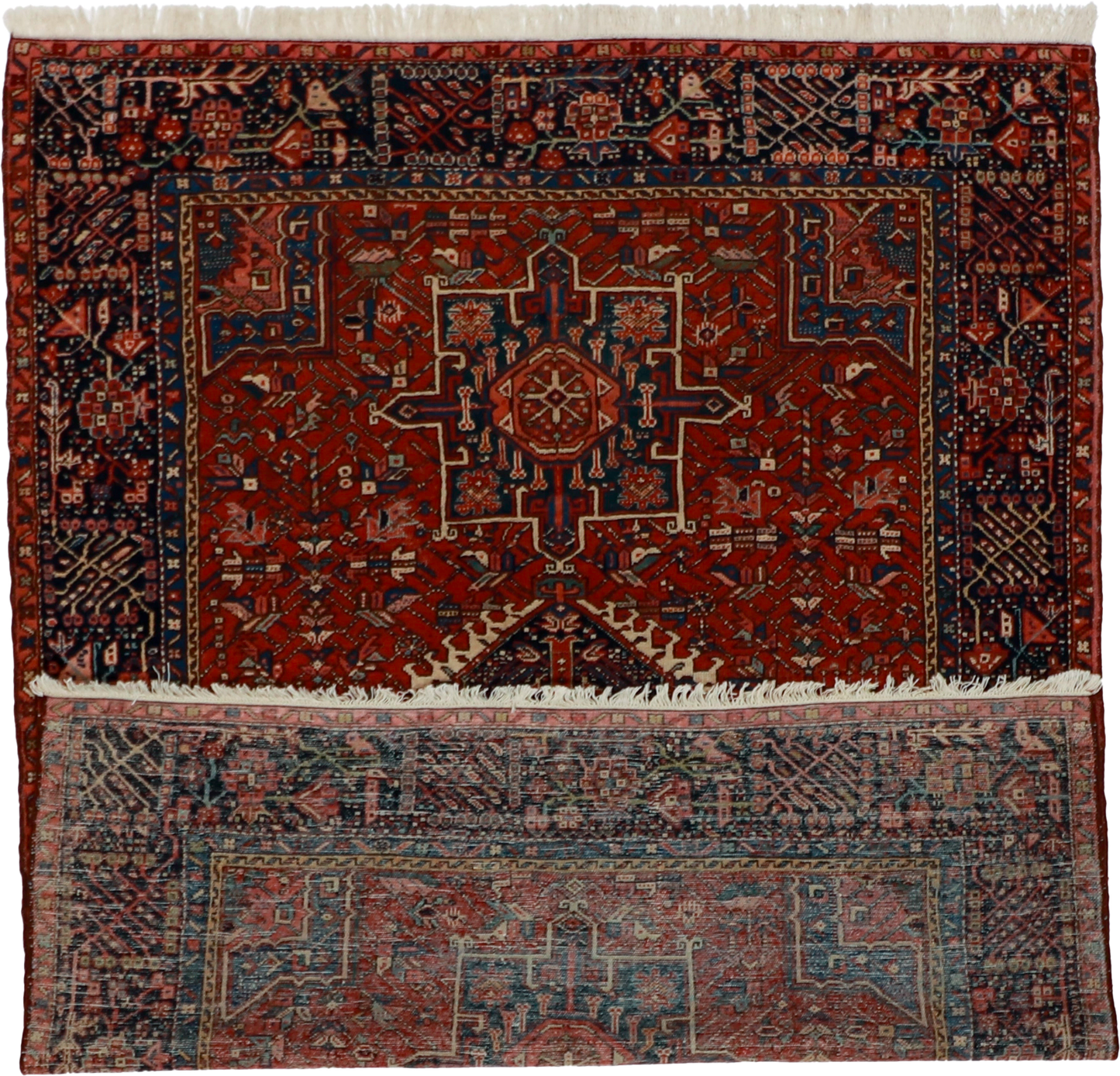 W 4.8 L 6.1 Karajeh Antique 100% Wool Hand-Woven Medallion Design - 7397