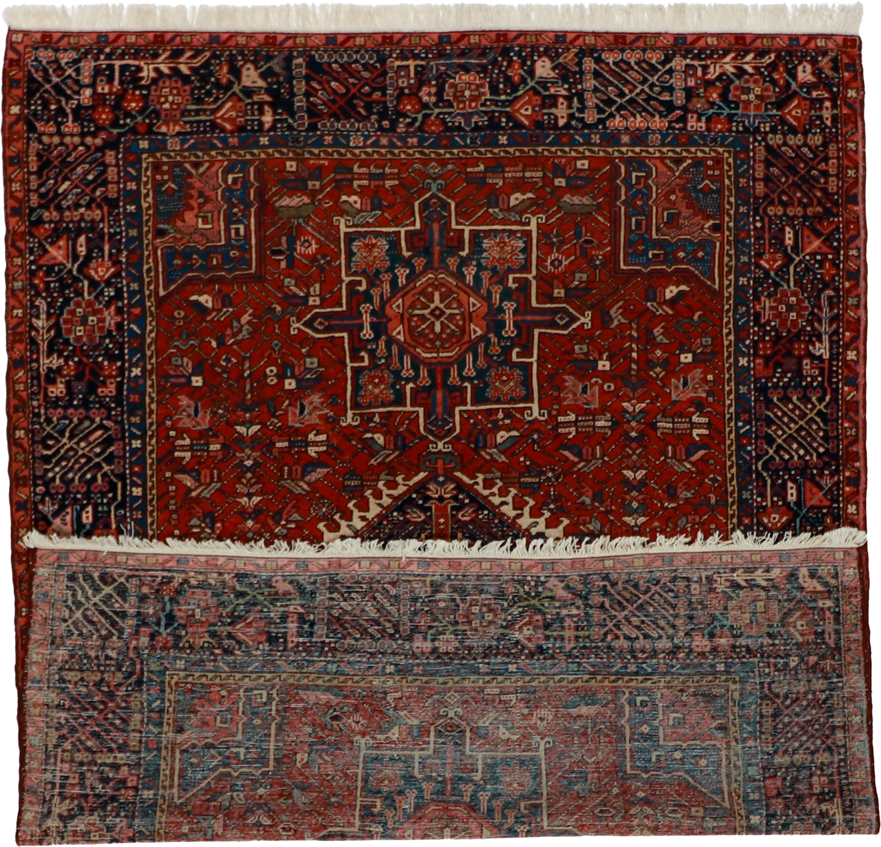 W 4.8 L 6.1 Karajeh Antique 100% Wool Hand-Woven Medallion Design - 7397