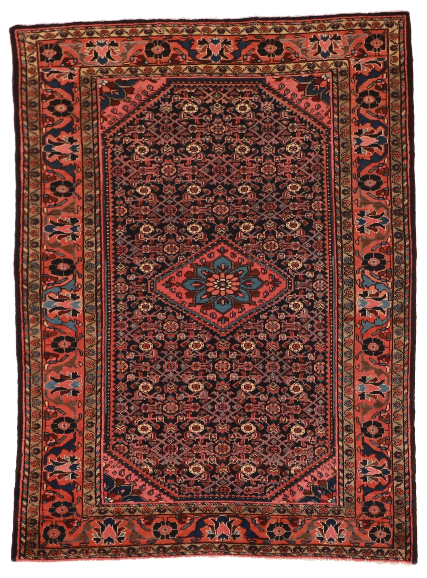 W 5 L 6.9 Malayer S. Antique 100% Wool Hand-Woven All-Over Design - 7444