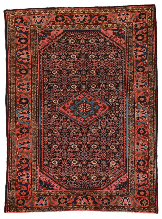 W 5 L 6.9 Malayer S. Antique 100% Wool Hand-Woven All-Over Design - 7444