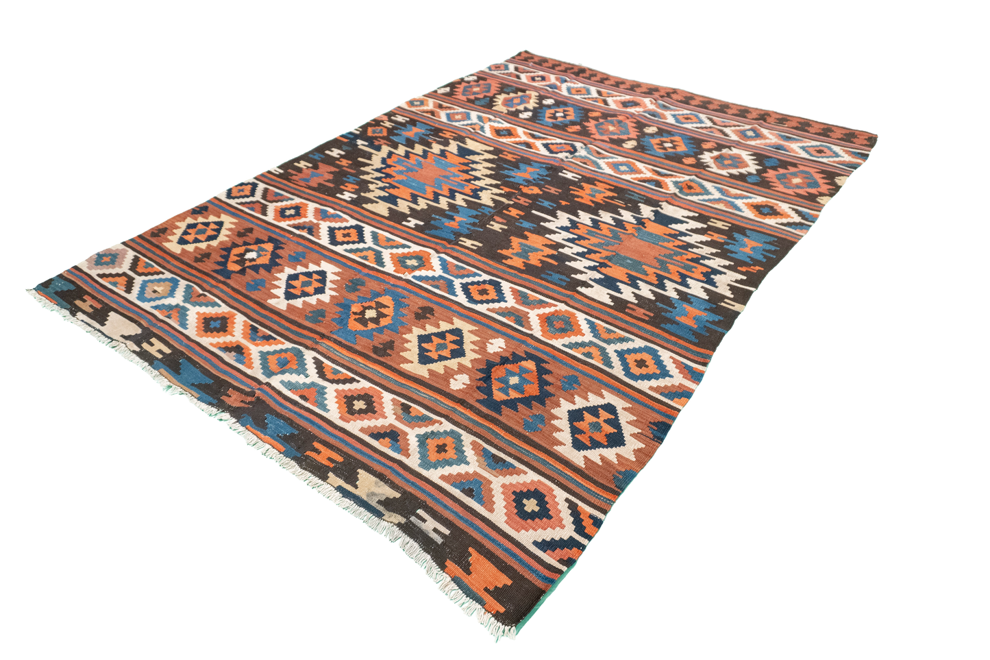W 5.5 - L 7.5 - Kilim Wool All Over Rectangle - Finest Hand-Made Quality Wool - 7479